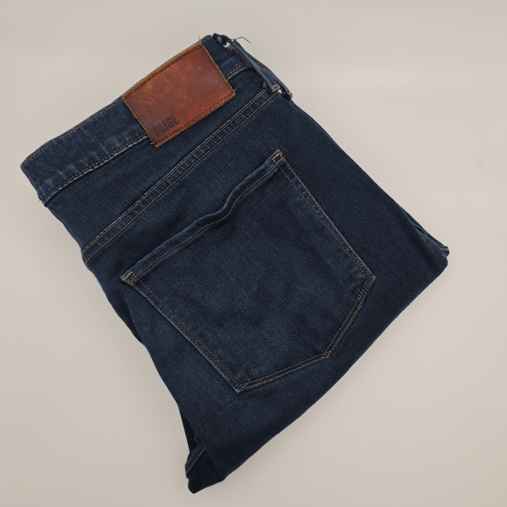 PAIGE Jeans Mens 34x32 Lennox Slim Fit vDark Blue Good Stretch Rayon Blend Denim